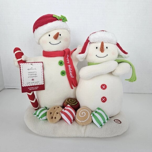 Christmas Plush Singing Holiday Season's Treatings Snowmen Hallmark 2008 NOS - Picture 1 of 9